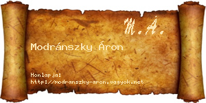 Modránszky Áron névjegykártya