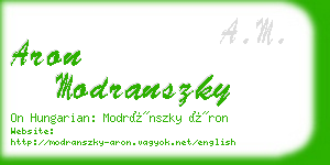 aron modranszky business card